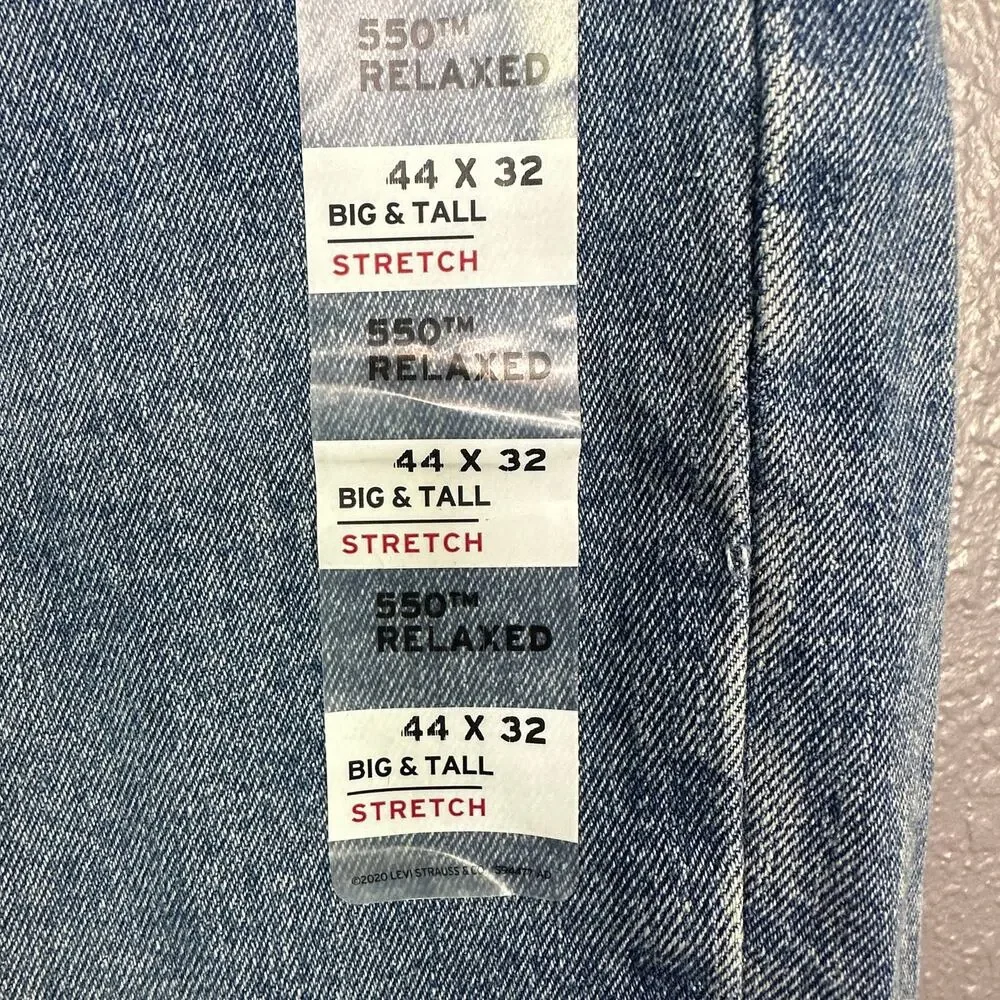Levi's 550 Relaxed Men's 44x32 Light Wash Stretch NEW